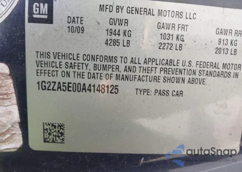 2010 Pontiac G6 из США, поврежденный, VIN 1G2ZA5E00A4148125